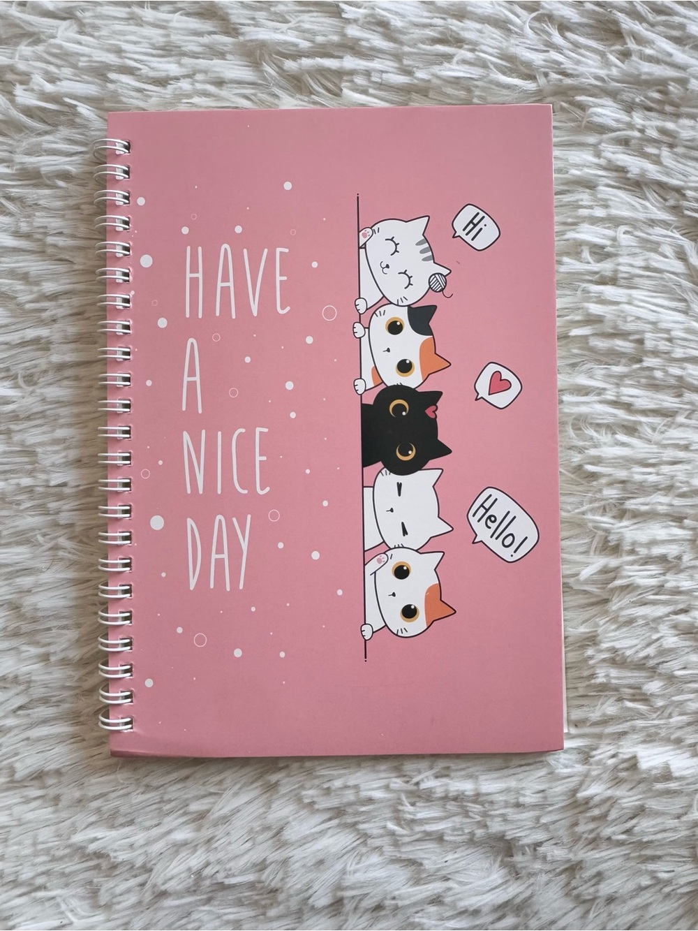 Have a nice day cat lovers pink spiral A5 notebook